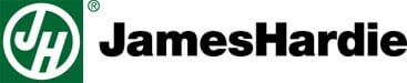 James Hardie logo with a green circle containing a white "JH" monogram on the left, and the black text "JamesHardie" on the right.